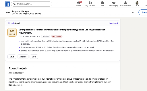 JobSignal: AI job matching, explained :: AI match scores on every job posting you open, plus your best matches found for you daily, each with a game plan.