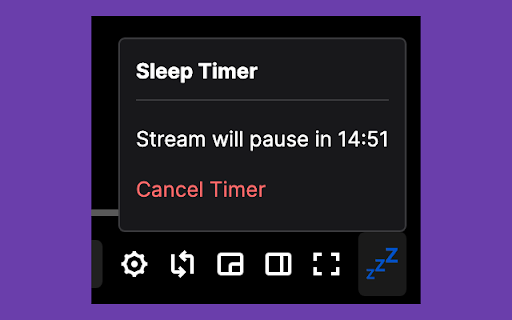 Twitch Sleep Timer :: Basic timer for Twitch vods. Allows you to set a timer for 15/30/45/60 minutes and will pause the video after the timer ends.