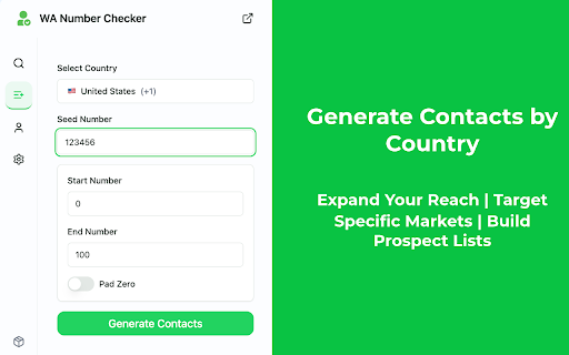 WhatsApp™ Number Generator & Checker - ExtBoost :: Find & Verify WhatsApp Numbers! Fast WA number generator & validity checker extension for your browser.