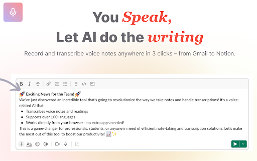 VoiceRecorder.AI - Record thoughts & let AI do the writing on any websites :: VoiceRecorder.AI - Record thoughts & let AI do the writing on any websites