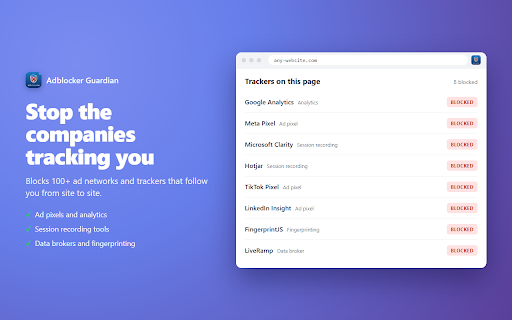 Adblocker Guardian — YouTube Ad Blocker :: Ad-free YouTube, cleaner pages and real tracker protection. Strips click IDs before pages load. Try it free for 7 days.
