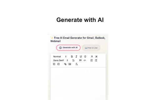 Free AI Email Generator for Gmail, Outlook, Webmail :: Free AI email generator for Gmail, Outlook, Yahoo Mail. Create professional emails with AI assistance and HTML formatting.