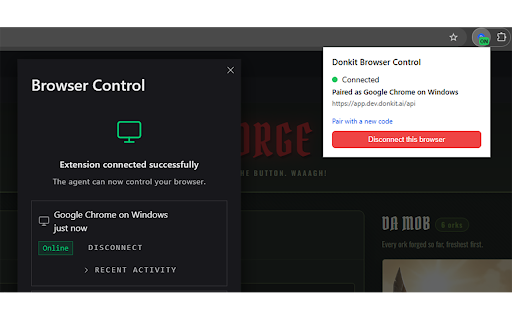 Donkit Browser Control :: Connects your browser to a Donkit AI agent for remote control