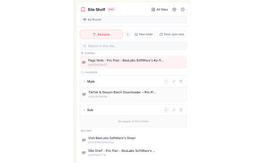 Site Shelf :: Save and organize bookmarks by website. Quick and easy access.