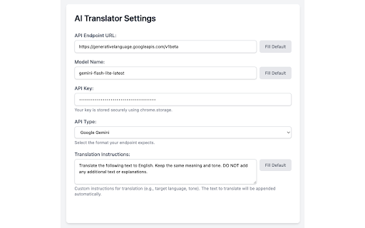 AI Translator :: Translate text and pages using customizable AI models.