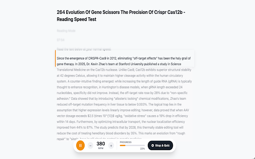 TestMyReading: Speed Reading Test & Comprehension :: Train your speed reading with an auto-scrolling overlay and test your comprehension with AI-generated quizzes on any web article.
