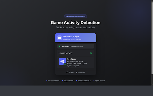 Discord Presence Bridge :: Display your browser activity as Discord Rich Presence. Shows what you're watching or playing on supported sites.