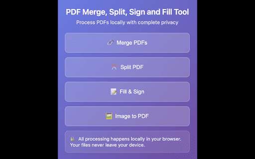 PDF Merge, Split, Sign and Fill Tool - Privacy Focused :: Merge, split, sign PDFs. Convert PDF↔Word, images→PDF. All local processing. Complete privacy, no uploads.