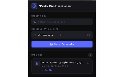 Tab Scheduler :: Schedule websites to open automatically at a specified date and time.