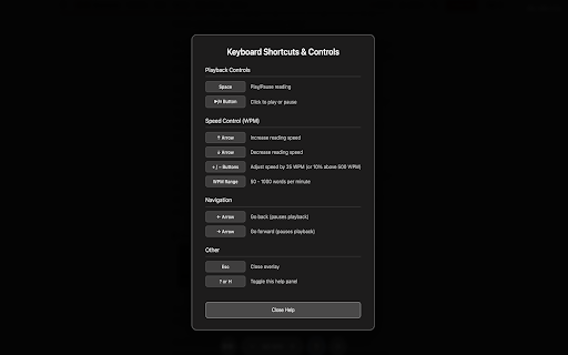 Superhuman Reader :: Fast, focused RSVP reading with custom speeds and easy keyboard controls for smooth, distraction-free web content.