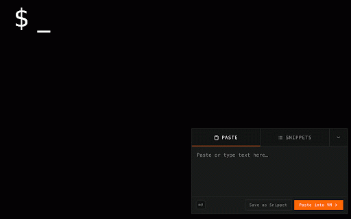PVE Snippets :: Paste into PVE noVNC consoles or any page. Use Ctrl+V, the floating panel, or the popup to type into VMs or focused text fields.