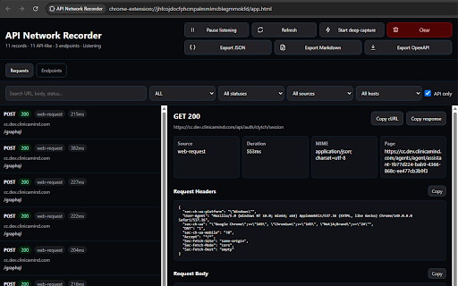 API Network Recorder :: Capture authorized API requests and responses for debugging, documentation, and API analysis.