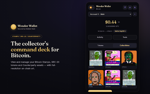 Wonder Wallet :: A self-custodial Bitcoin wallet for collectors. Your keys, your assets, and your data stay on your own device.