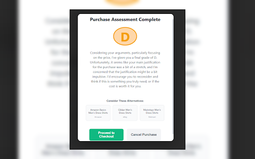AI'nt Buying It :: Blocks purchase pages until you convince the chatbot to let you buy.