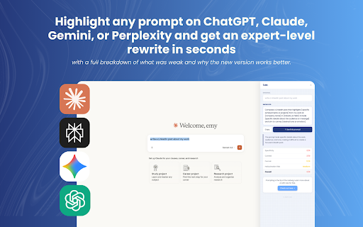 ivee Prompt Improver :: Highlight your prompt on ChatGPT, Claude, Gemini, or Perplexity and instantly improve it with ivee.