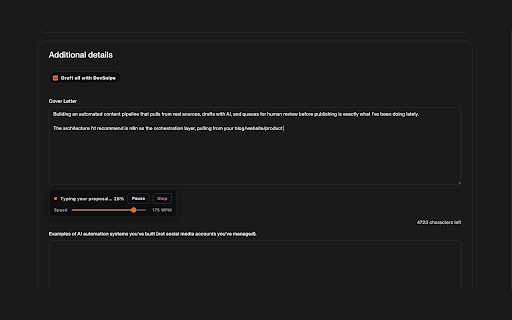 DevSnipe :: Draft tailored job proposals in your browser and apply faster, right on the page.