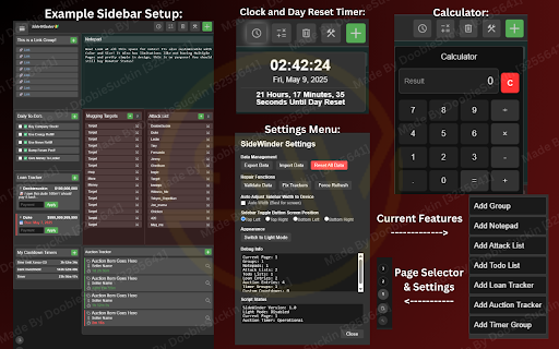SideWinder Torn City Sidebar :: Enhanced your torn experience with sidebar. Groups, trackers, and various QoL features for Torn City