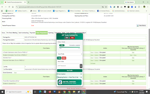 eGP Tender Assistant Pro :: Productivity assistant for registered eGP users with autofill, encryption workflow support, mapping, trial and subscription control.