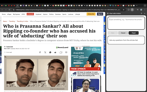 Chat with Article :: Try Chrome's built-in prompt API for articles.