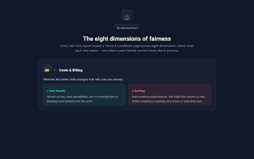 Fairterm — T&C Checker :: Detects 'I agree to the Terms' checkboxes on any page and gives you an instant fairness report from Fair Term.