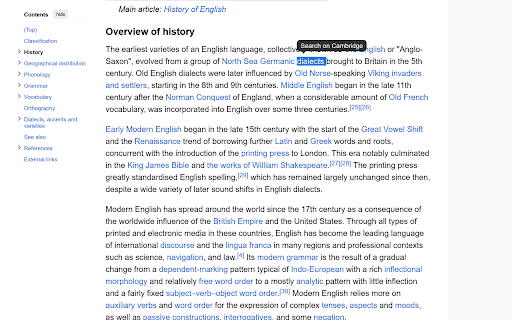 Search Word On Cambridge :: Quickly search selected text on Cambridge Dictionary with a convenient tooltip.