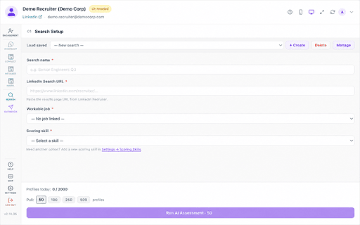 Culture Intelligence for Workable (Staging) :: WhatsApp, LinkedIn Connect, InMail, and direct message outreach buttons with Culture Index status badge for Workable.