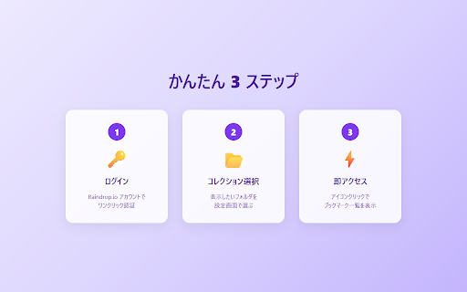Raindrop Shortcuts :: Raindrop.io のブックマークをすばやく検索・アクセスできる拡張機能