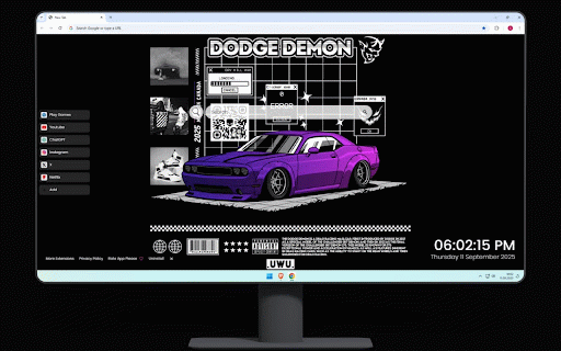 Dodge Demon Live Wallpaper :: Purple Dodge Demon with cyberpunk glitch effects - digital muscle car supremacy