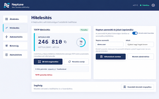 Neptune – nem hivatalos :: Nem hivatalos, helyben működő segéd a GDE Neptun belépési és kétlépcsős azonosítási folyamatához.