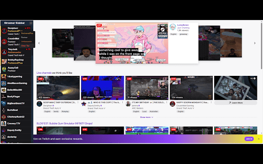 Streamer Sidebar :: Sidebar for Twitch streamers with live status and tiers.