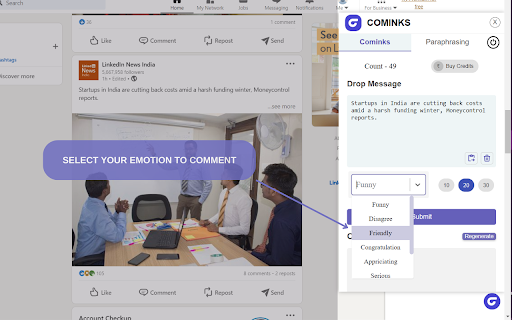 Cominks new :: Say goodbye to repetitive comments with our app's advanced comment technology that generates unique comments based on your input.