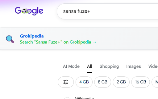 Grokipedia Bridge :: Adds direct links to Grokipedia articles when a Wikipedia topic appears in Google Search results.