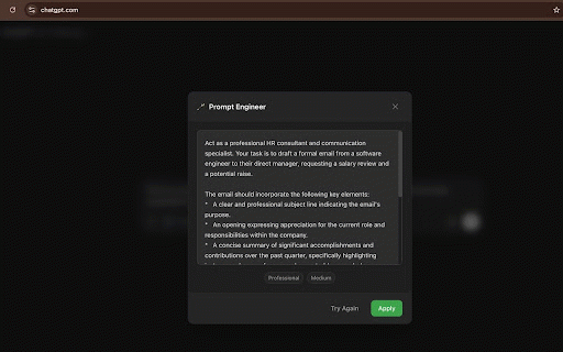 Prompt Engineer :: Enhance your prompts for ChatGPT and Gemini with professional tones and improved clarity.