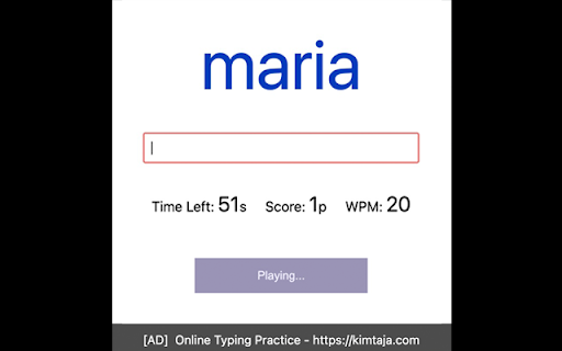 Typing Speed Game :: Test and improve your typing speed with random English words.