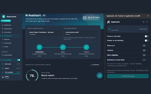 Apptracka Job Tracker & Application Autofill :: Auto-track job applications on LinkedIn, Indeed, Glassdoor & 40+ boards. Every application saved to your Apptracka tracker.