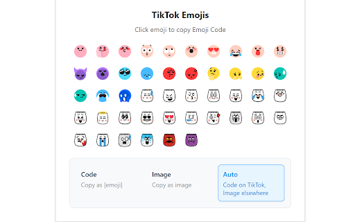 TikTok Emojis Helper :: See TikTok Emojis in your browser and easily copy emoji codes, no more searching around.