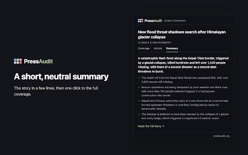 PressAudit: News Coverage :: See the full coverage, bias spread, and best free read for the article you're reading, on PressAudit.