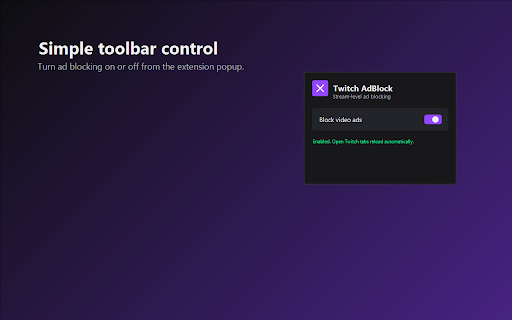 Twitch AdBlock :: Blocks video ads on Twitch.tv using proven stream-level ad blocking.
