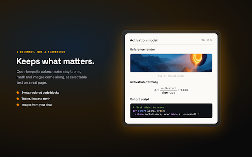 PDF Exporter for ChatGPT - Vellum :: ChatGPT to PDF in one click: full long chats, images, code, tables kept. Free, no account, built in your browser.