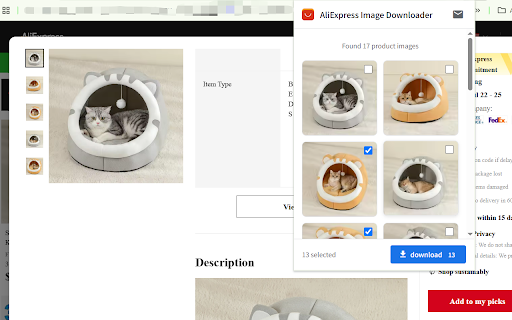 AliExpress Image Downloader :: Get the main image and detail image of the product with one click, and download high-definition original images in batches