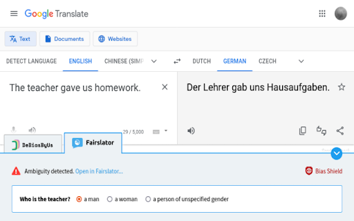 Bias Shield :: Push back against bias in machine translation