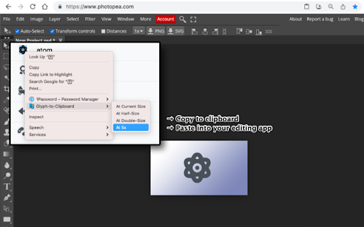 Glyph to Clipboard :: Convert any selected text to a transparent image and copy it to your clipboard.