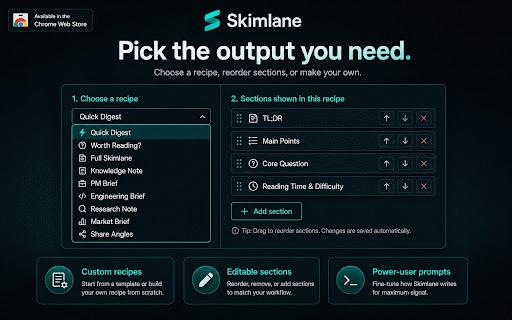 Skimlane :: Personalized reading summaries for webpages and PDFs using on-device, local, or bring-your-own-key AI.