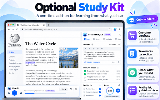 Hearald — Read Aloud for Pages & PDFs :: Read web pages, PDFs and Google Docs aloud with natural voices on your device. Word-by-word highlighting. Free, private, offline.