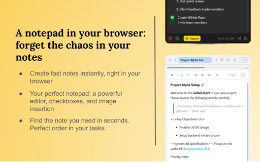 Notely — Side Panel Notes :: Smart and fast notes right in your browser's side panel.