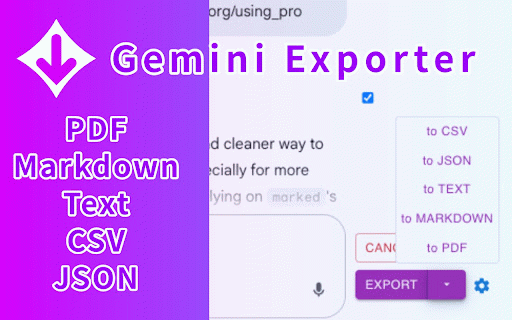 AI Chat Exporter: Gemini to PDF, MD and more :: Export Gemini chats to PDF, Markdown, Text, CSV... Free and fully customizable.