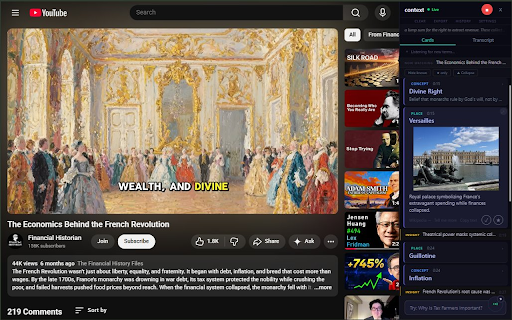 Context Listener: Live AI Notes & Transcripts — Videos, Podcasts & Lectures :: Live AI notes, transcripts & stock cards for any video or podcast — built for students, investors & researchers.