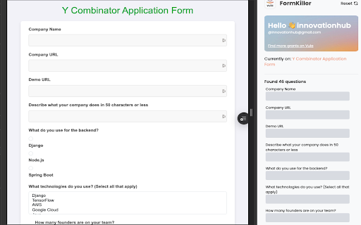 Vula's Form Killer :: Provides real-time answer suggestions for form fields to automate your form filling process.
