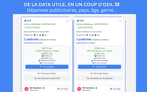 AdSpend Analyzer :: Extension avancée pour Meta Ads Library : Calcul des dépenses publicitaires, portée estimée, tri des annonces et bien plus...