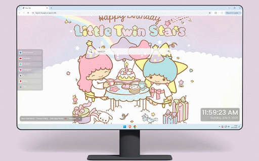 Little Twin Stars Happy Birthday Live Wallpaper :: Adorable Little Twin Stars Kiki and Lala celebrating with rainbow cake and magical gifts.
